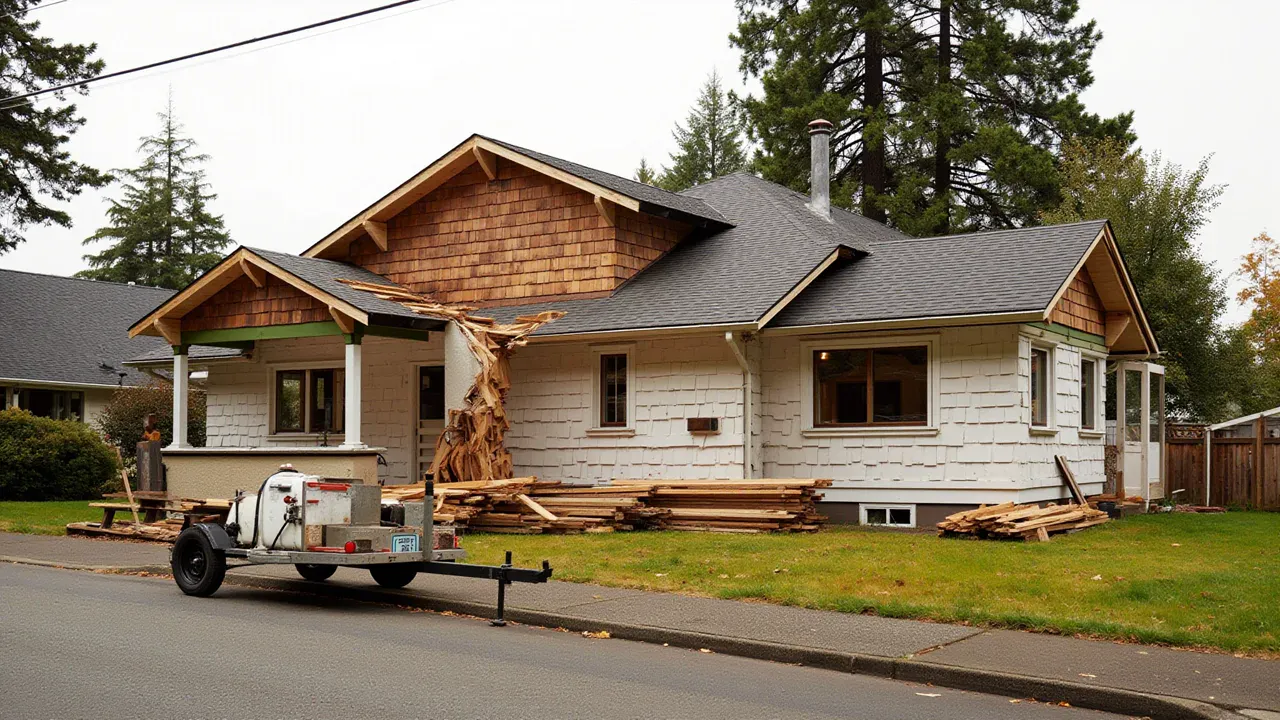 Residential deck transformation with new cedar boards being installed